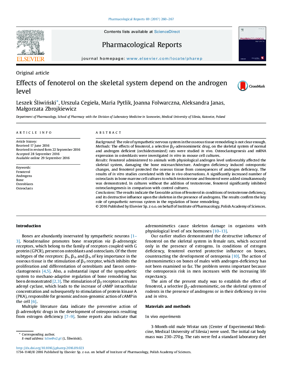 Original articleEffects of fenoterol on the skeletal system depend on the androgen level