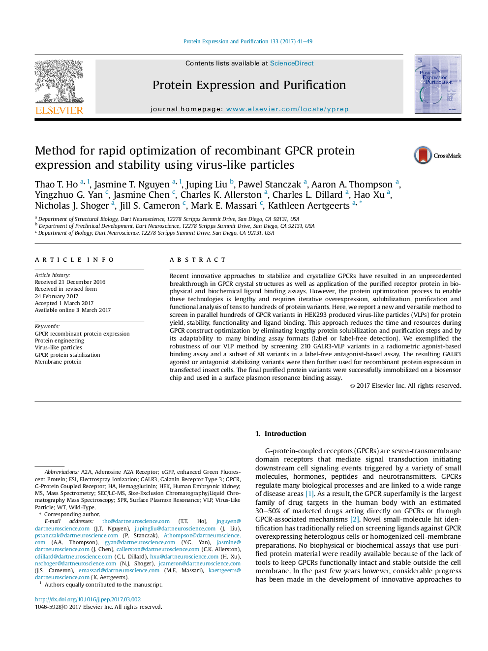 Method for rapid optimization of recombinant GPCR protein expression and stability using virus-like particles