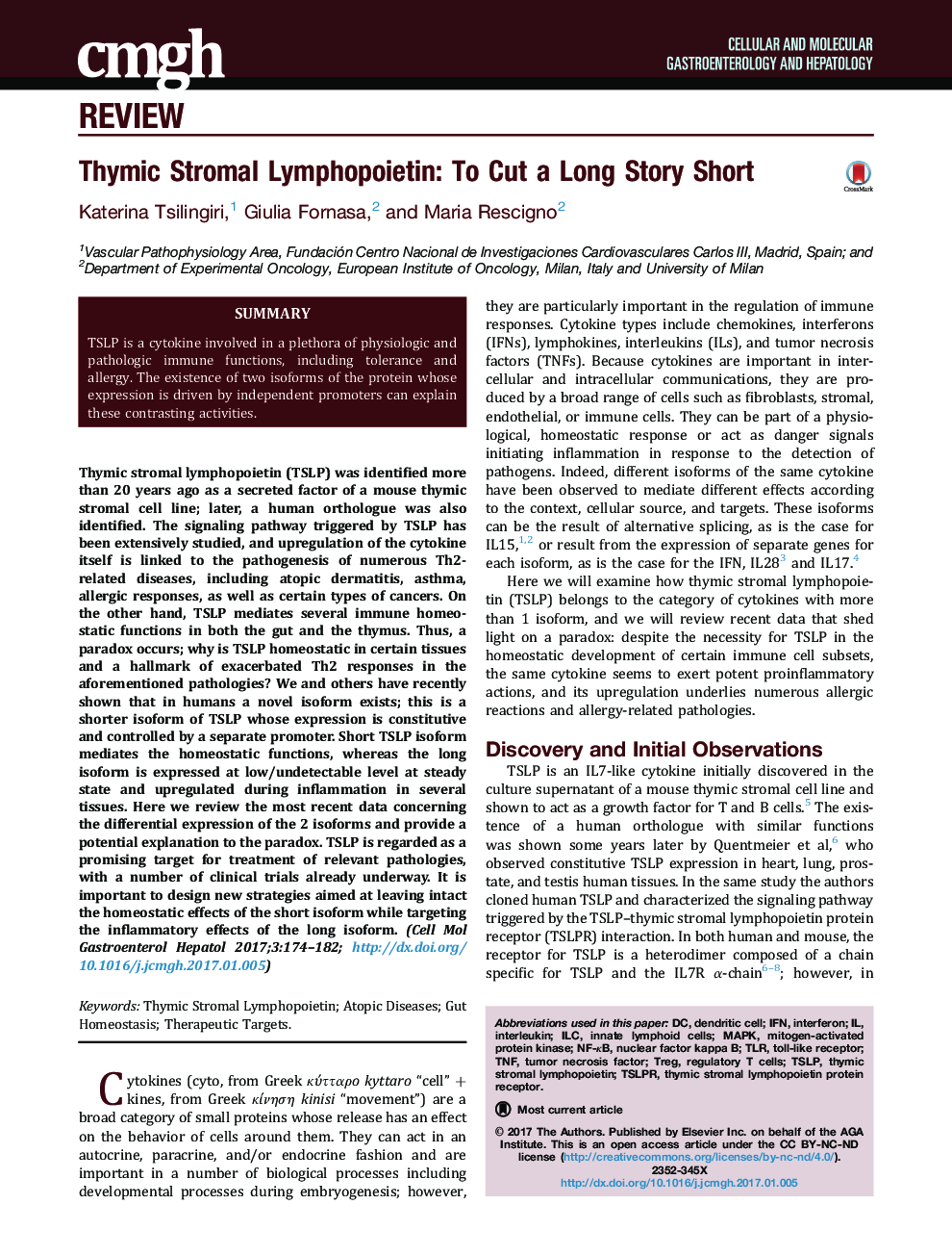 Thymic Stromal Lymphopoietin: To Cut a Long Story Short