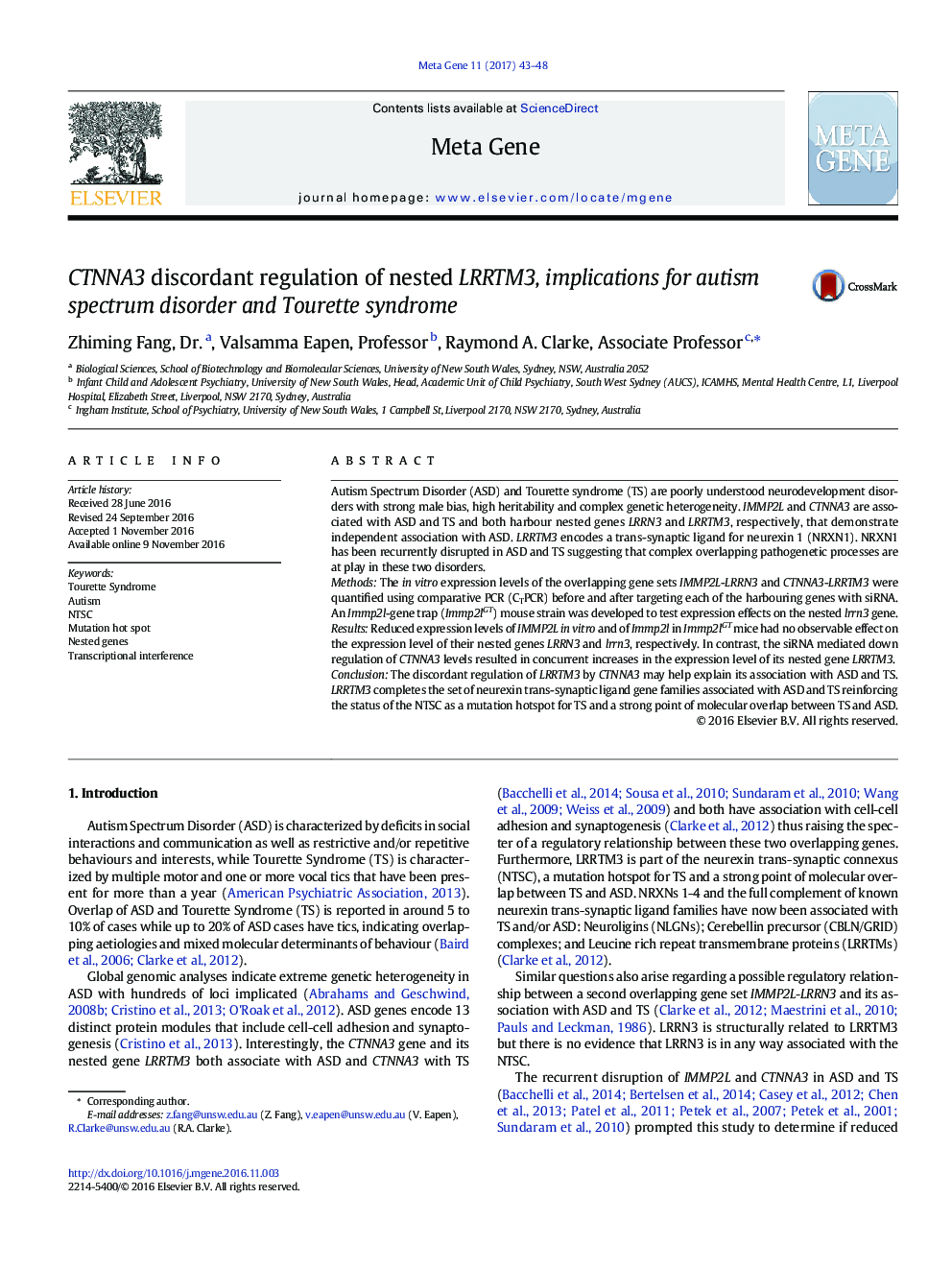 CTNNA3 discordant regulation of nested LRRTM3, implications for autism spectrum disorder and Tourette syndrome