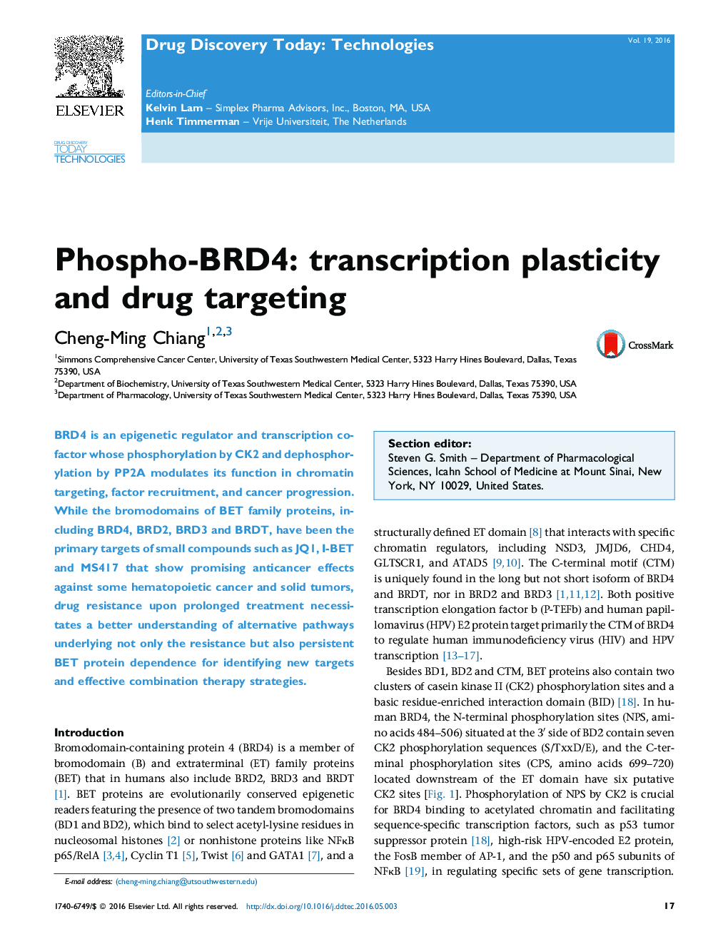 Phospho-BRD4: transcription plasticity and drug targeting