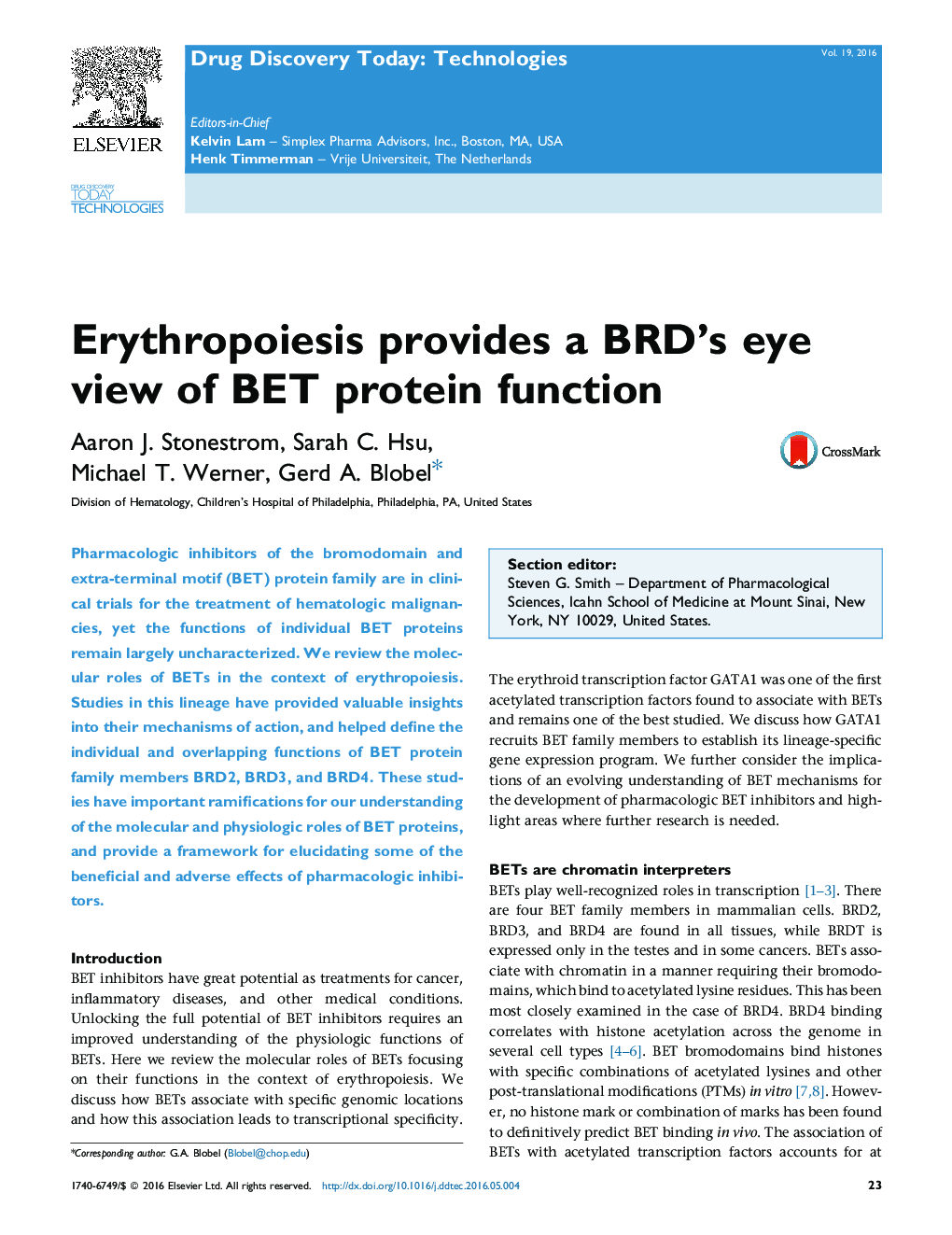 Erythropoiesis provides a BRD's eye view of BET protein function