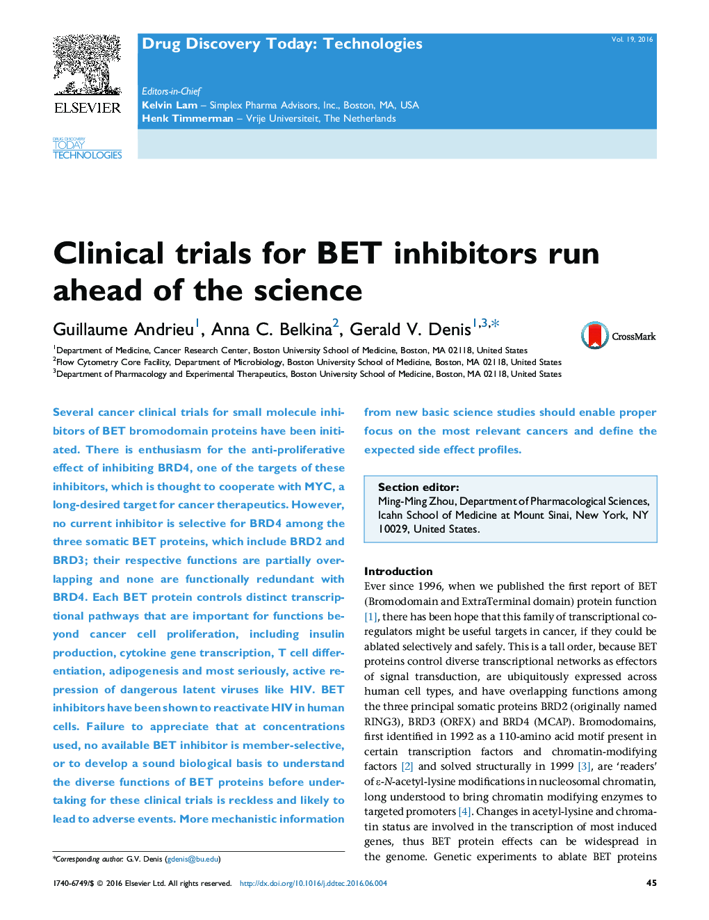 Clinical trials for BET inhibitors run ahead of the science