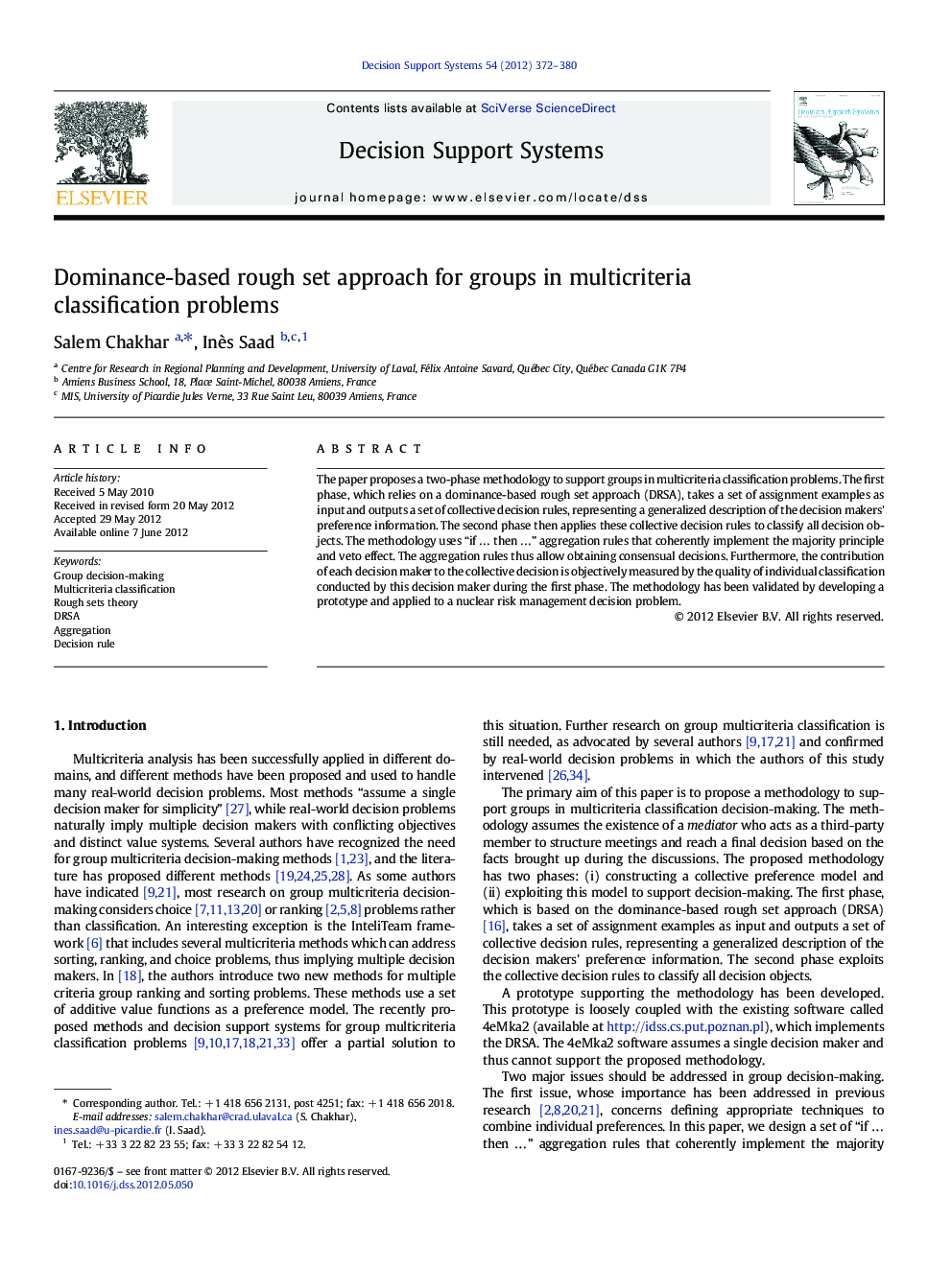 Dominance-based rough set approach for groups in multicriteria classification problems