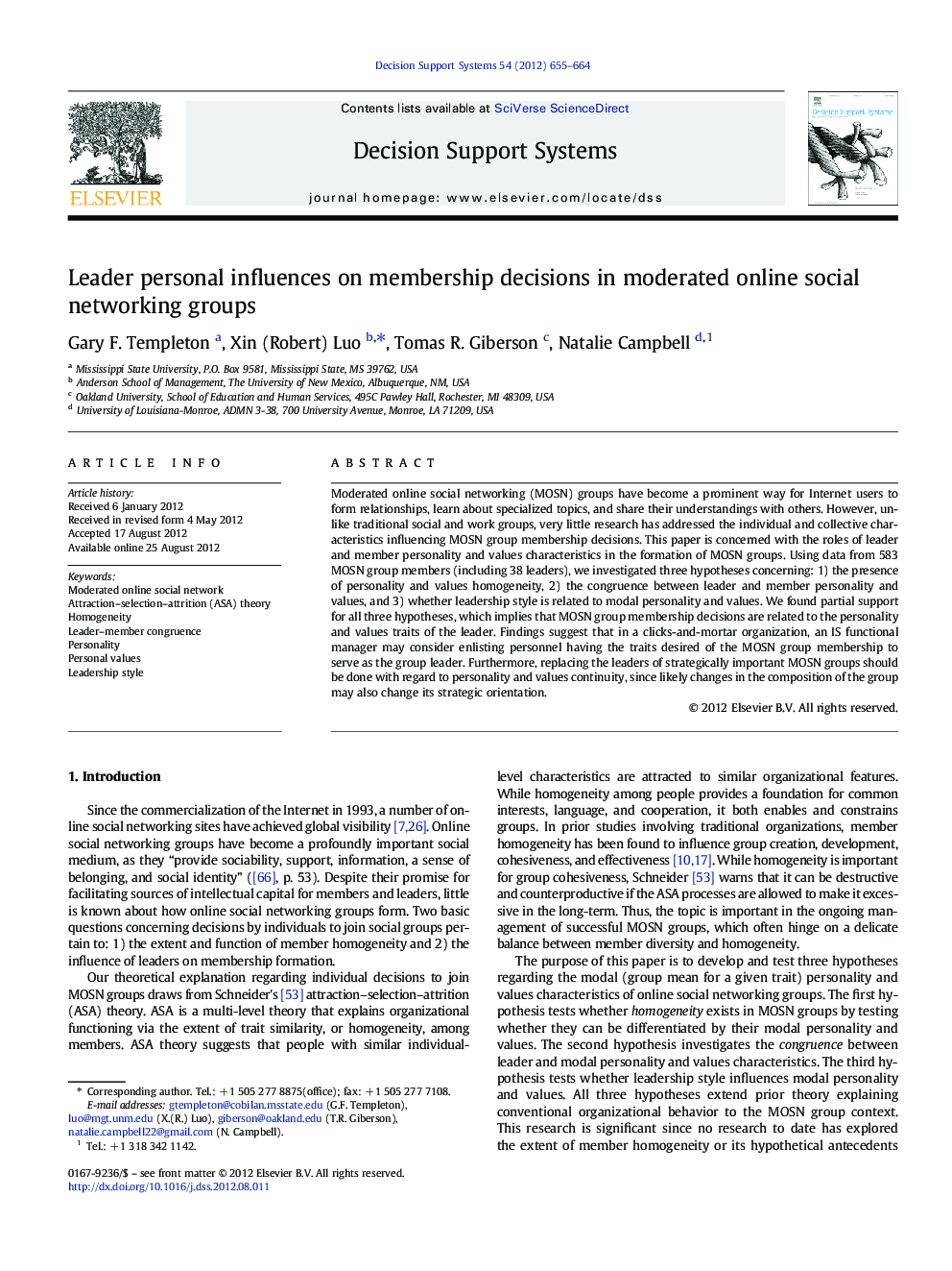 Leader personal influences on membership decisions in moderated online social networking groups