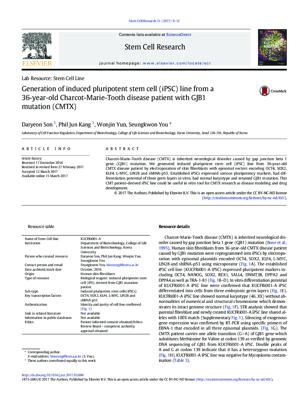 Generation of induced pluripotent stem cell (iPSC) line from a 36-year-old Charcot-Marie-Tooth disease patient with GJB1 mutation (CMTX)