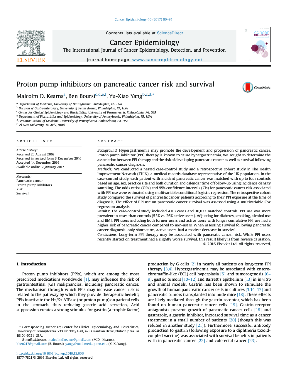 مهار کننده های پمپ پروتون بر خطر ابتلا به سرطان پانکراس و بقاء 