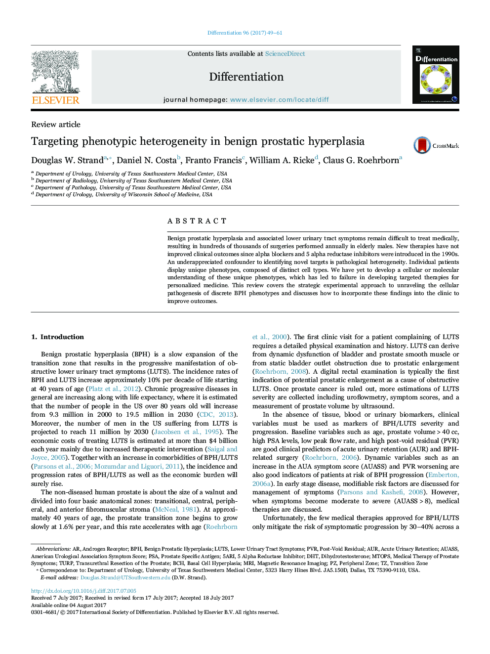 بررسی مقاله هدف ناهمگونی فنوتیپی در هیپرپلازی خوش خیم پروستات 