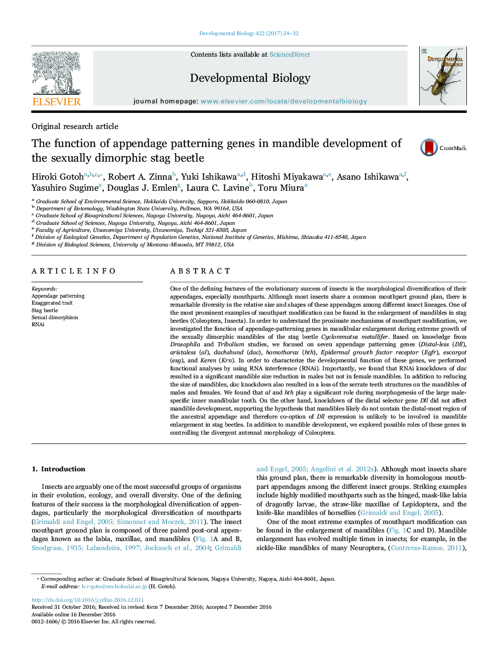 مقاله پژوهشی اصلی عملکرد ژن های الگوریتم افزایشی در توسعه ماهیچه ها از سوسک جنس گاو دیمورفیک 
