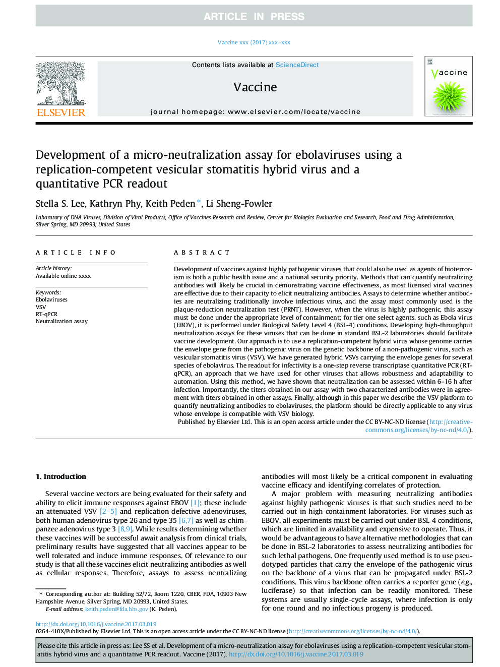 Development of a micro-neutralization assay for ebolaviruses using a replication-competent vesicular stomatitis hybrid virus and a quantitative PCR readout