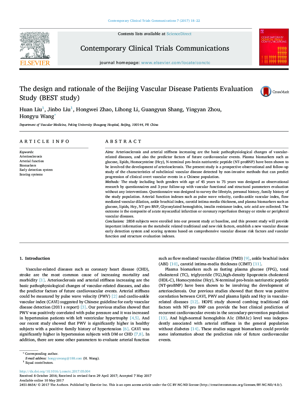 The design and rationale of the Beijing Vascular Disease Patients Evaluation Study (BEST study)