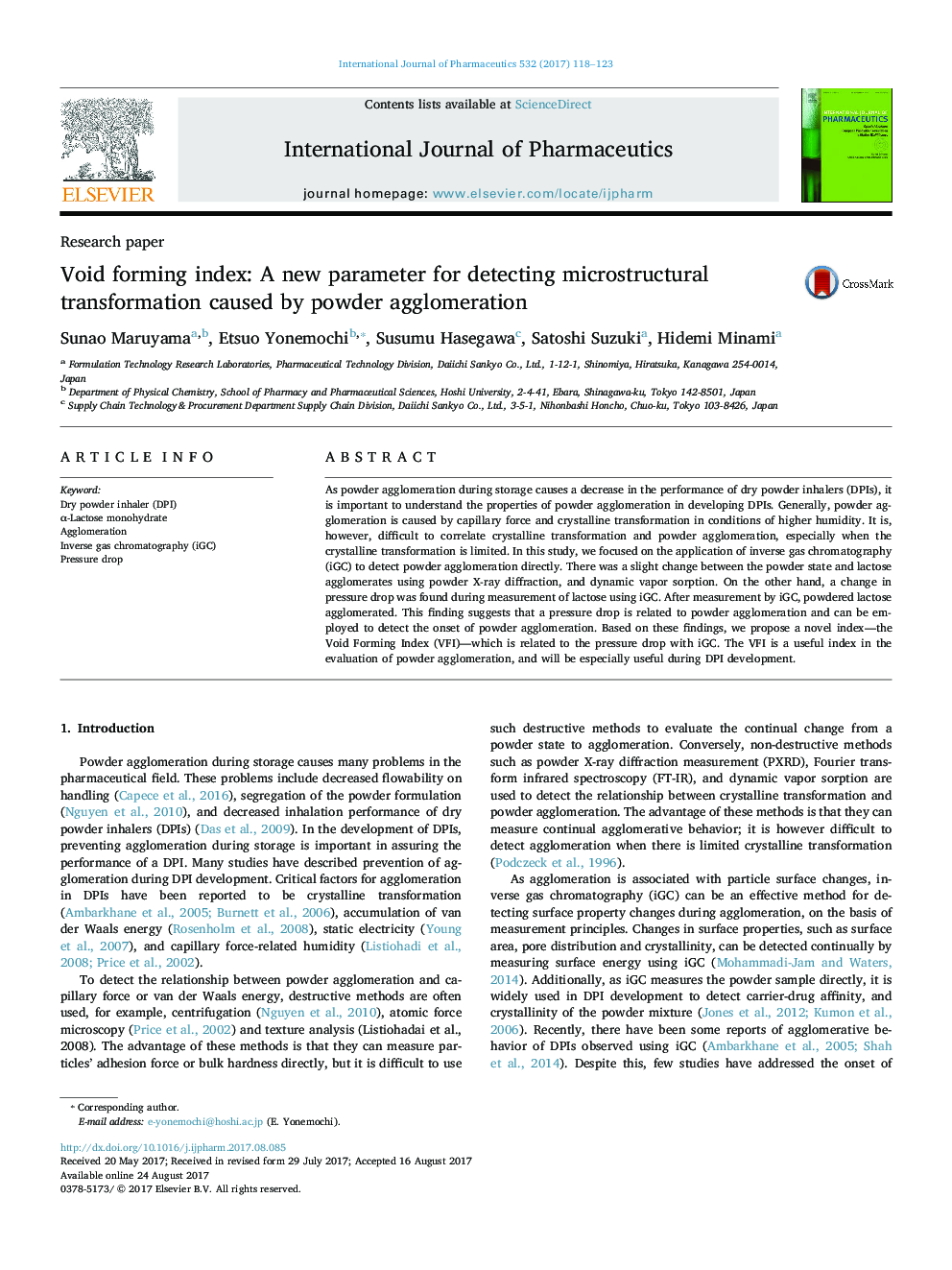 Void forming index: A new parameter for detecting microstructural transformation caused by powder agglomeration