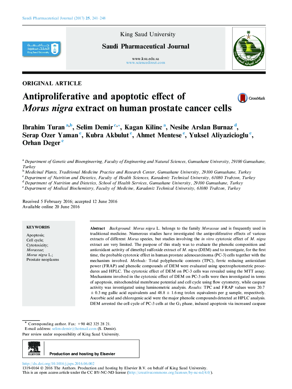 اثر ضد انعقادی و آپوپتوزی عصاره موروس نگار در سلول های سرطانی پروستات انسان 
