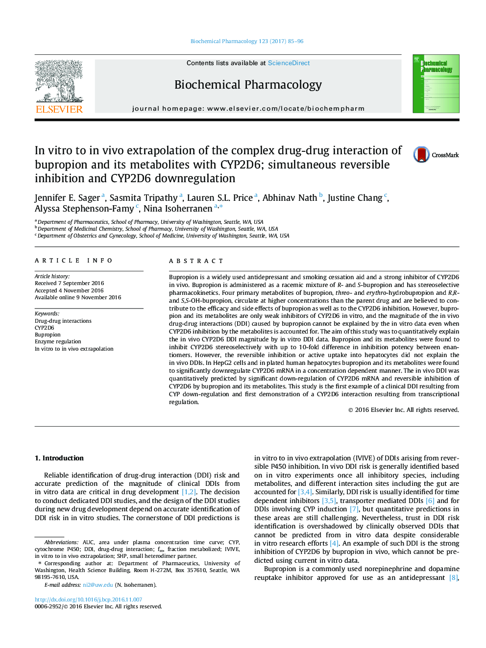 In vitro to in vivo extrapolation of the complex drug-drug interaction of bupropion and its metabolites with CYP2D6; simultaneous reversible inhibition and CYP2D6 downregulation