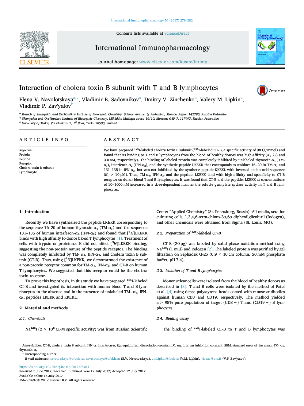 Interaction of cholera toxin B subunit with T and B lymphocytes