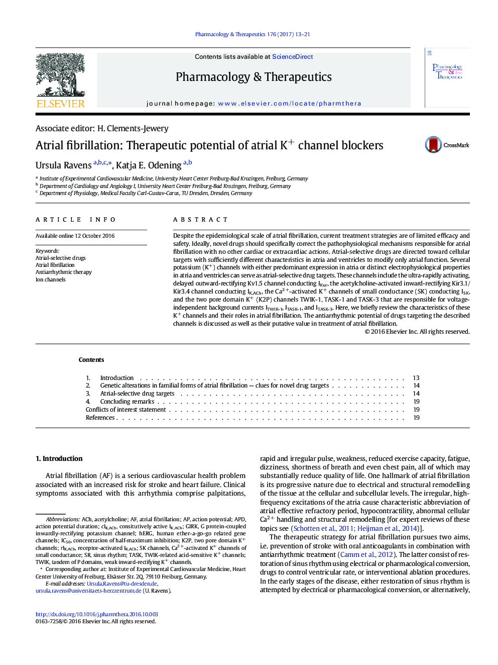 Atrial fibrillation: Therapeutic potential of atrial K+ channel blockers