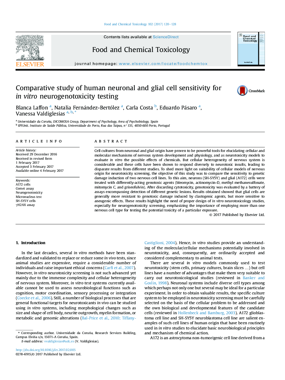 Comparative study of human neuronal and glial cell sensitivity for inÂ vitro neurogenotoxicity testing