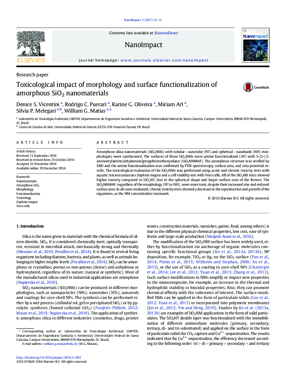 Toxicological impact of morphology and surface functionalization of amorphous SiO2 nanomaterials