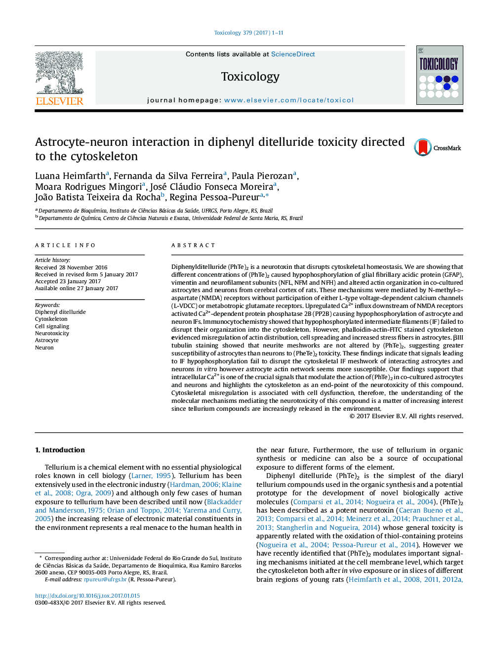 تعامل آستروسیت-نورون در سمیت دیفنیل دیتلوریدها به سیتواسکلون 
