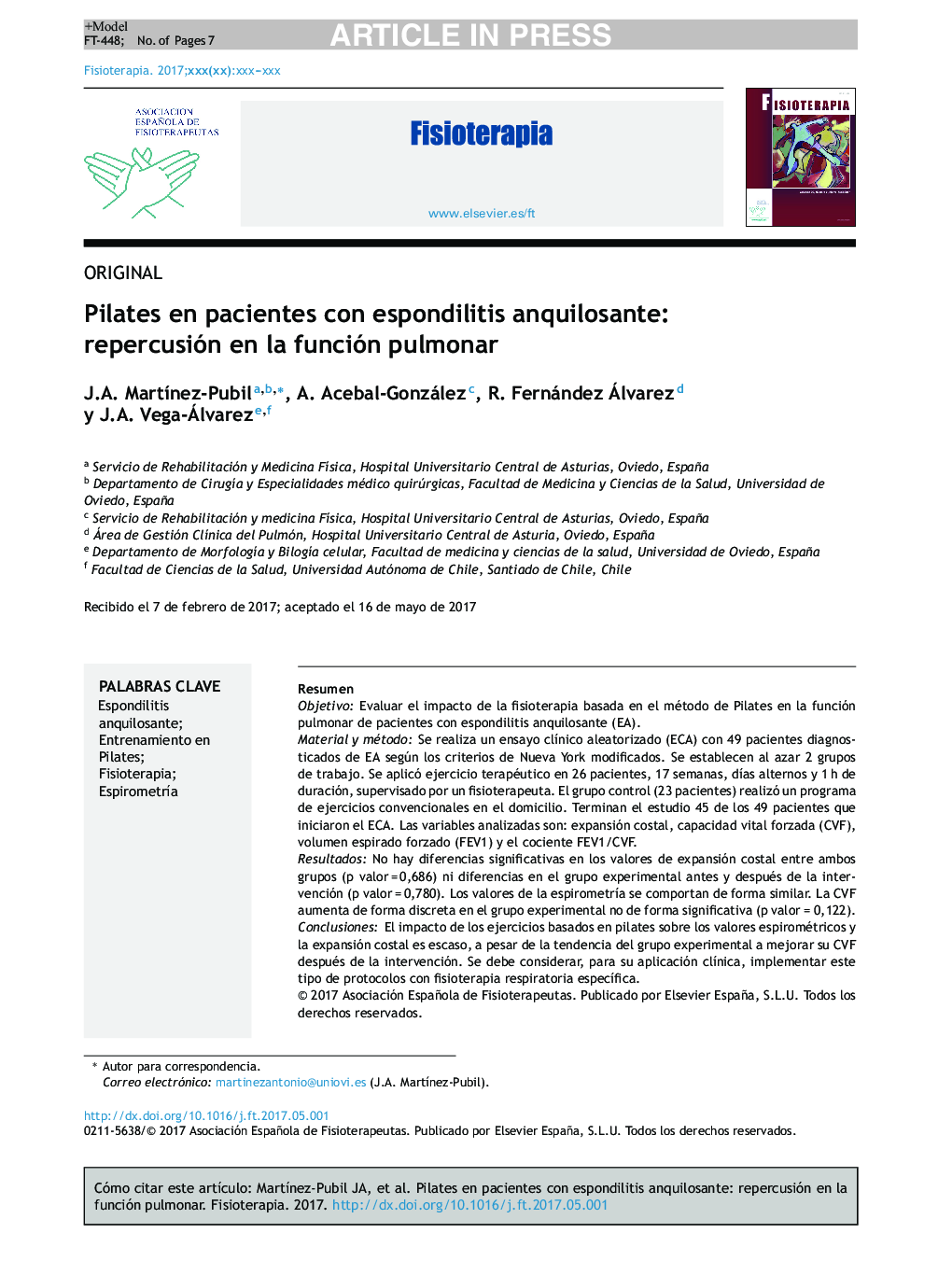 پیلاتس در بیماران مبتلا به اسپوندیلیت انکولیوز: تأثیر در عملکرد ریوی 