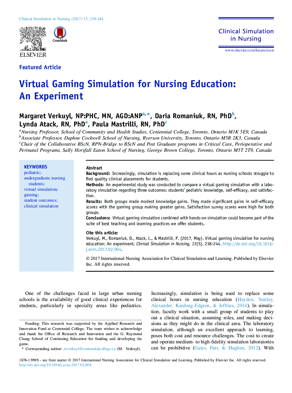 شبیه سازی بازی های مجازی برای آموزش پرستاری: آزمایش 