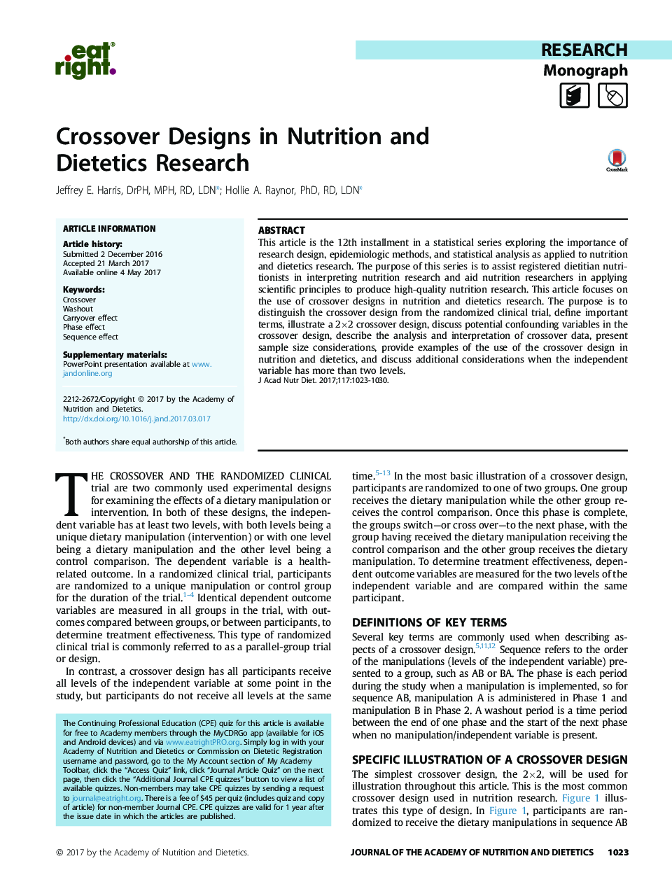 طراحی متقاطع در تحقیقات تغذیه و رژیم غذایی 