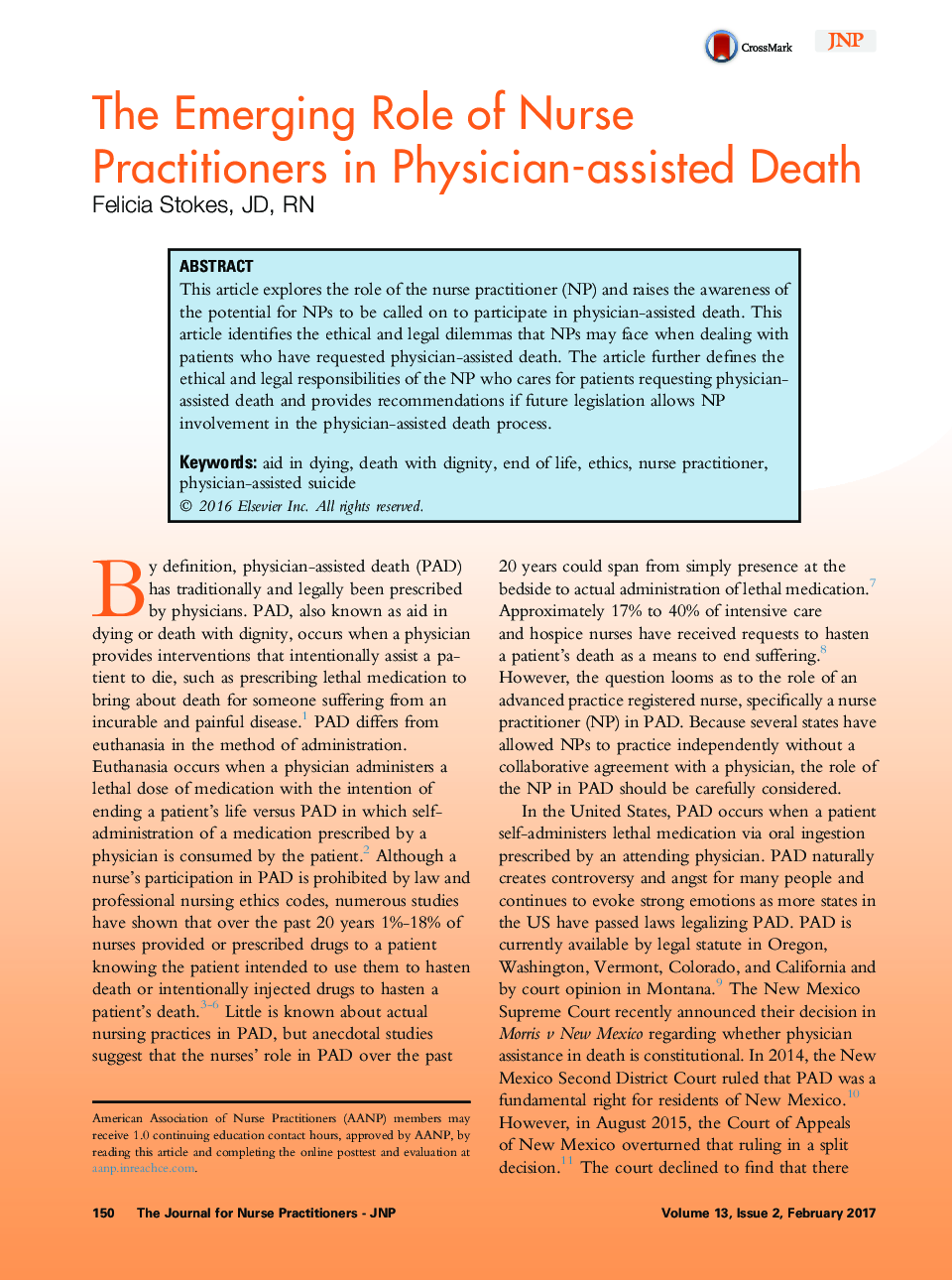 The Emerging Role of Nurse PractitionersÂ in Physician-assisted Death