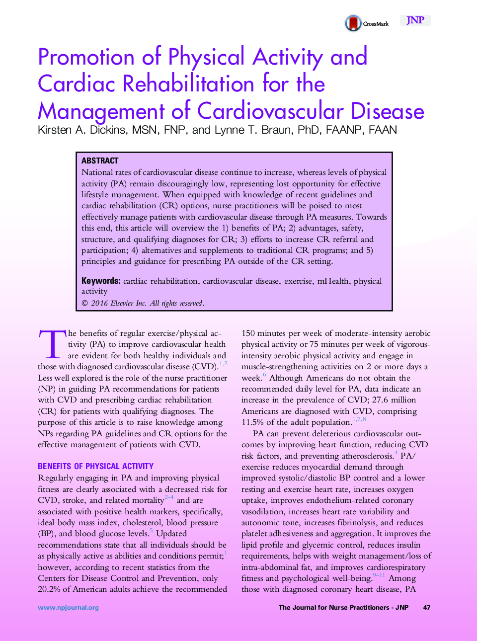 ارتقای فعالیت بدنی و توانبخشی قلب برای مدیریت بیماری قلبی عروقی