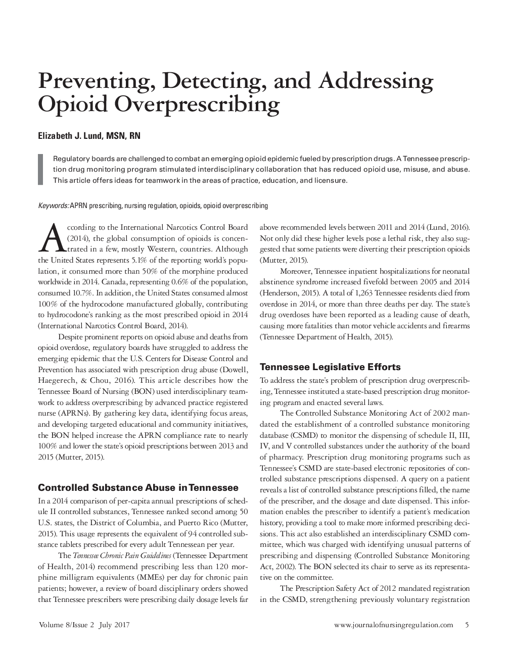 Preventing, Detecting, and Addressing Opioid Overprescribing