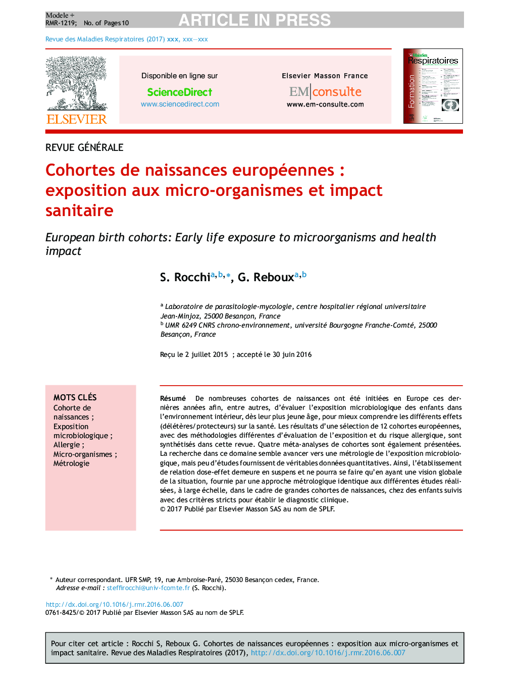 Cohortes de naissances européennesÂ : exposition aux micro-organismes et impact sanitaire