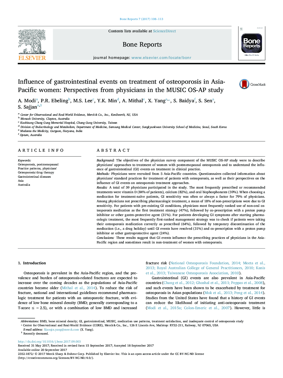 Influence of gastrointestinal events on treatment of osteoporosis in Asia-Pacific women: Perspectives from physicians in the MUSIC OS-AP study