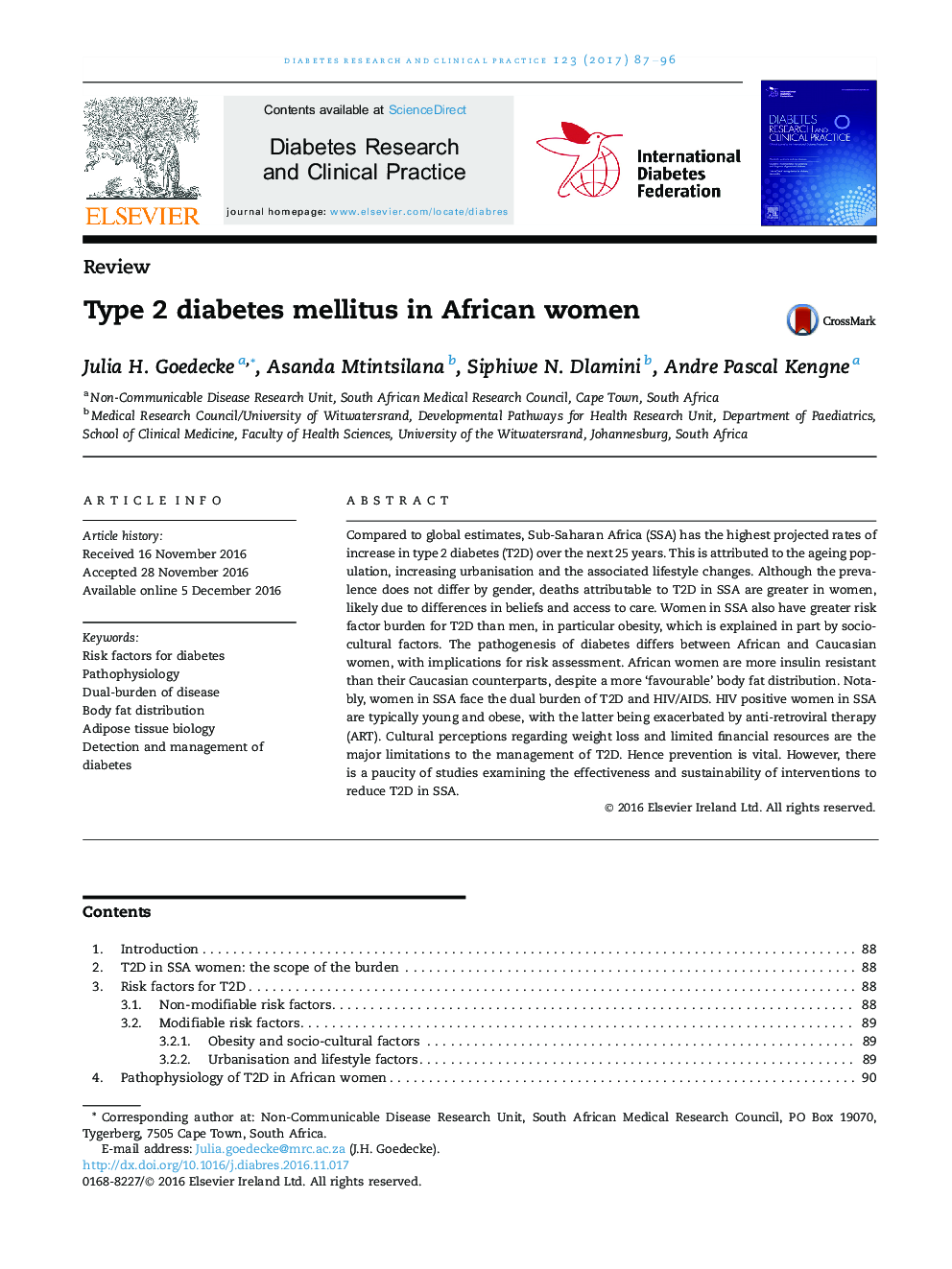 دیابت نوع 2 در زنان آفریقایی 