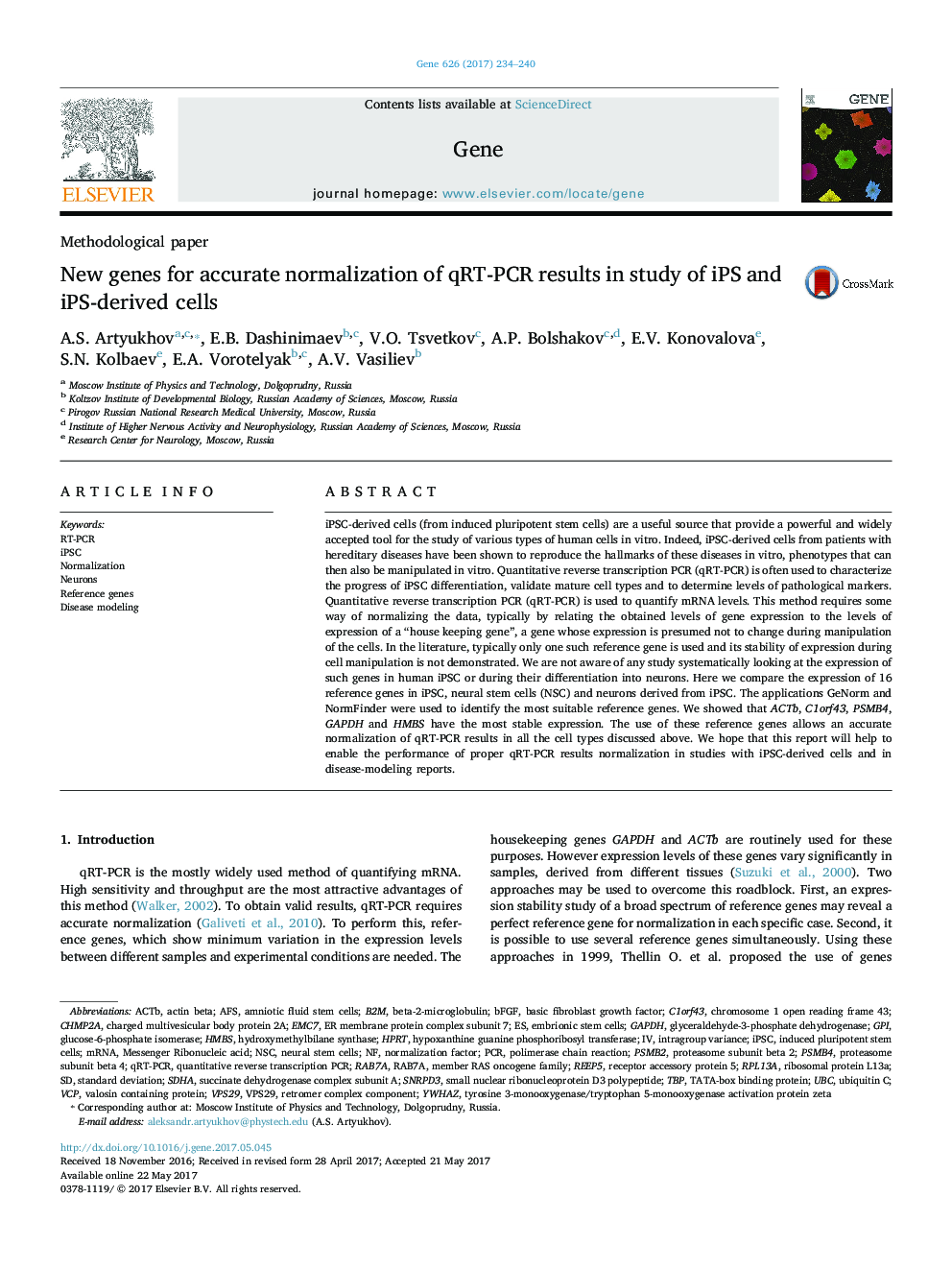 New genes for accurate normalization of qRT-PCR results in study of iPS and iPS-derived cells