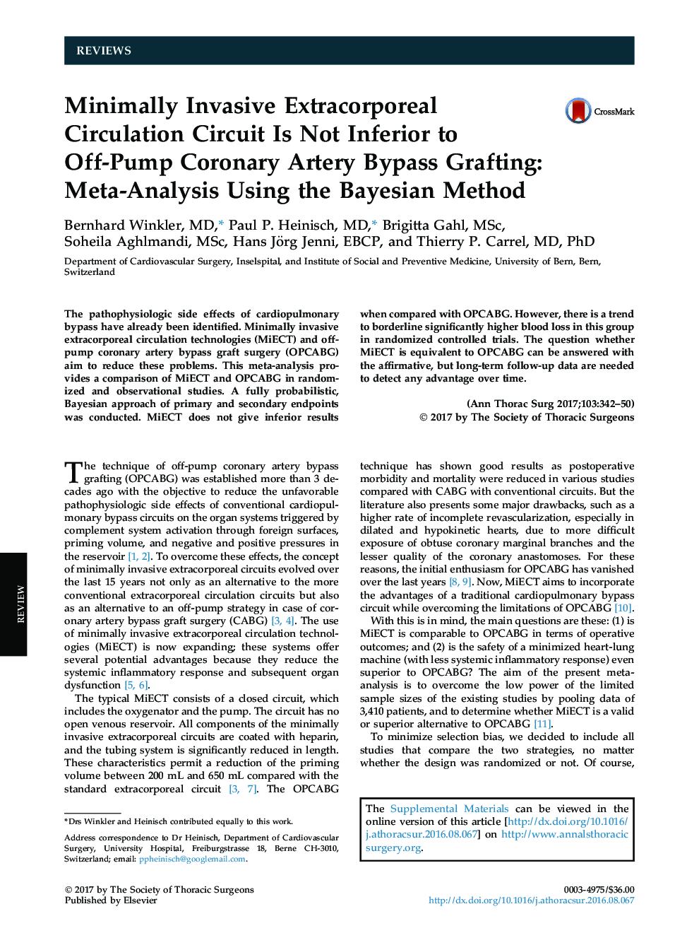 Minimally Invasive Extracorporeal Circulation Circuit Is Not Inferior to Off-Pump Coronary Artery Bypass Grafting: Meta-Analysis Using the Bayesian Method