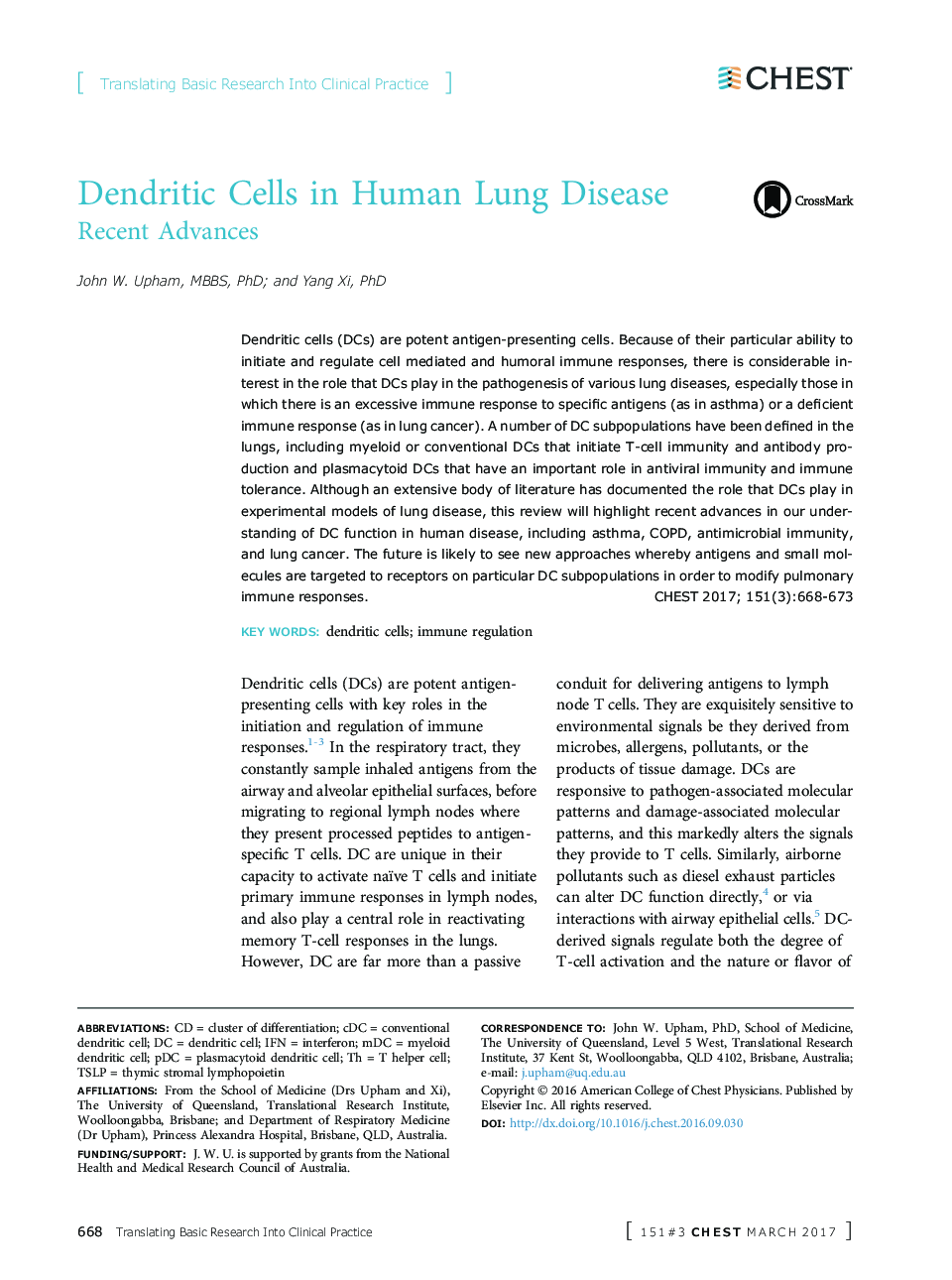 سلولهای دندریتیک در بیماری ریه انسان 