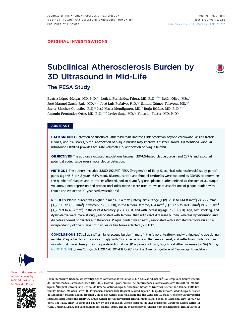 Subclinical Atherosclerosis Burden by 3DÂ Ultrasound in Mid-Life