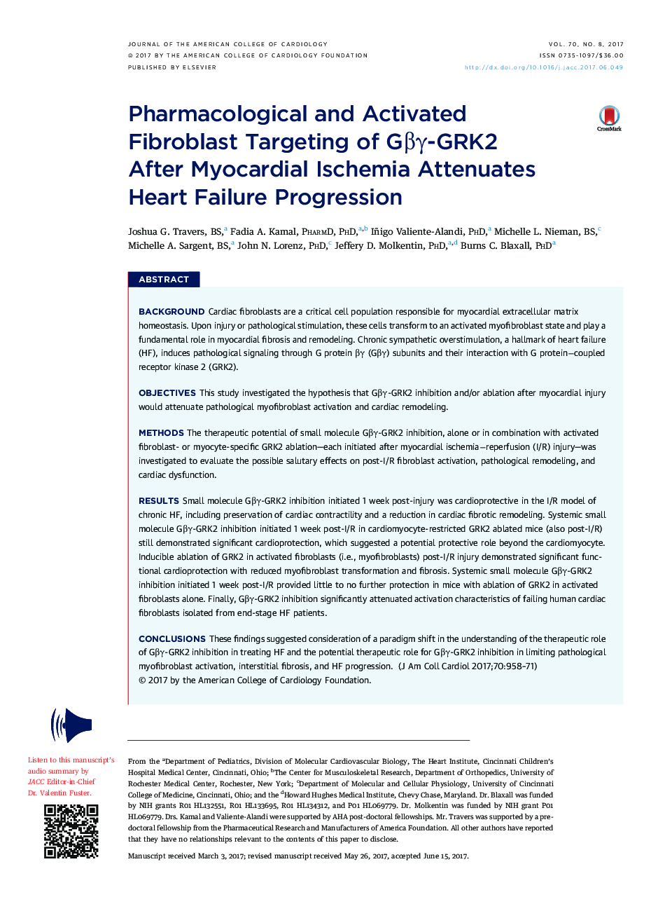 Pharmacological and Activated FibroblastÂ Targeting of GÎ²Î³-GRK2 AfterÂ Myocardial Ischemia Attenuates Heart Failure Progression
