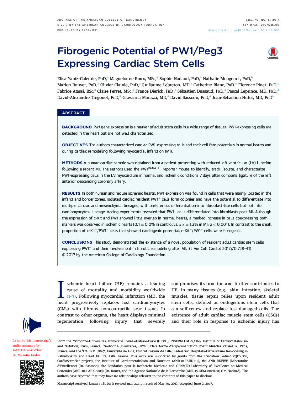 Fibrogenic Potential of PW1/Peg3 Expressing Cardiac Stem Cells