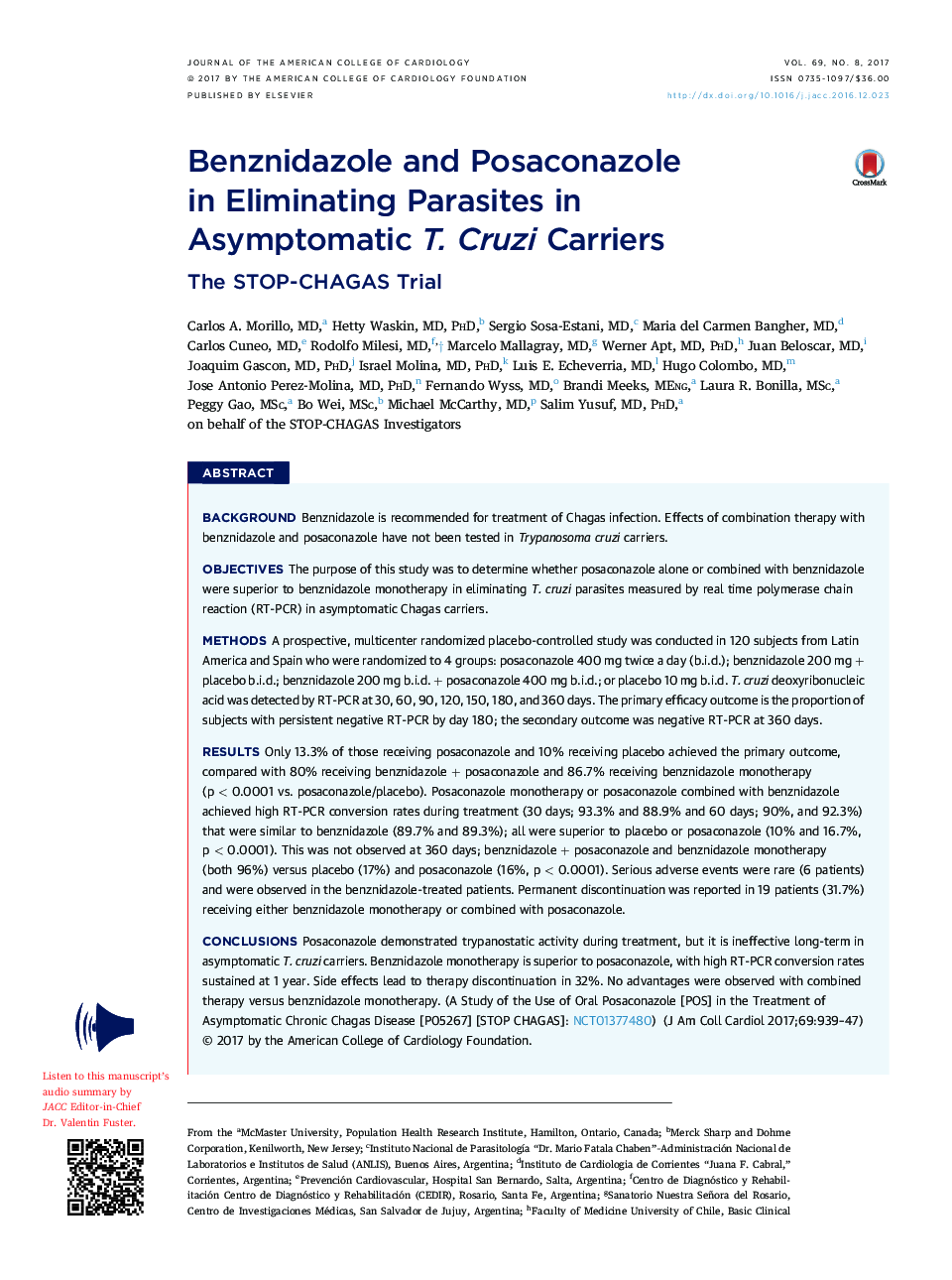 Benznidazole and Posaconazole inÂ Eliminating Parasites in AsymptomaticÂ T.Â Cruzi Carriers