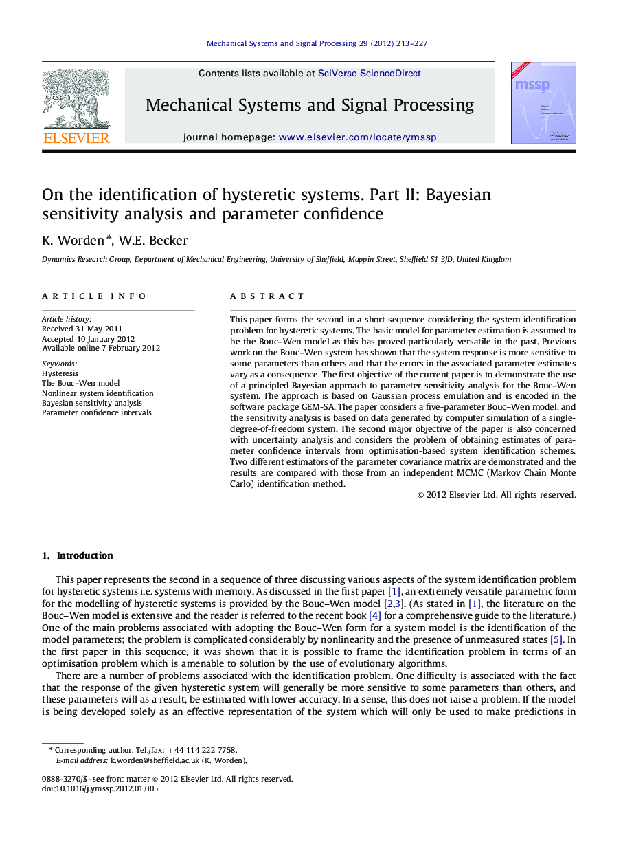 On the identification of hysteretic systems. Part II: Bayesian sensitivity analysis and parameter confidence