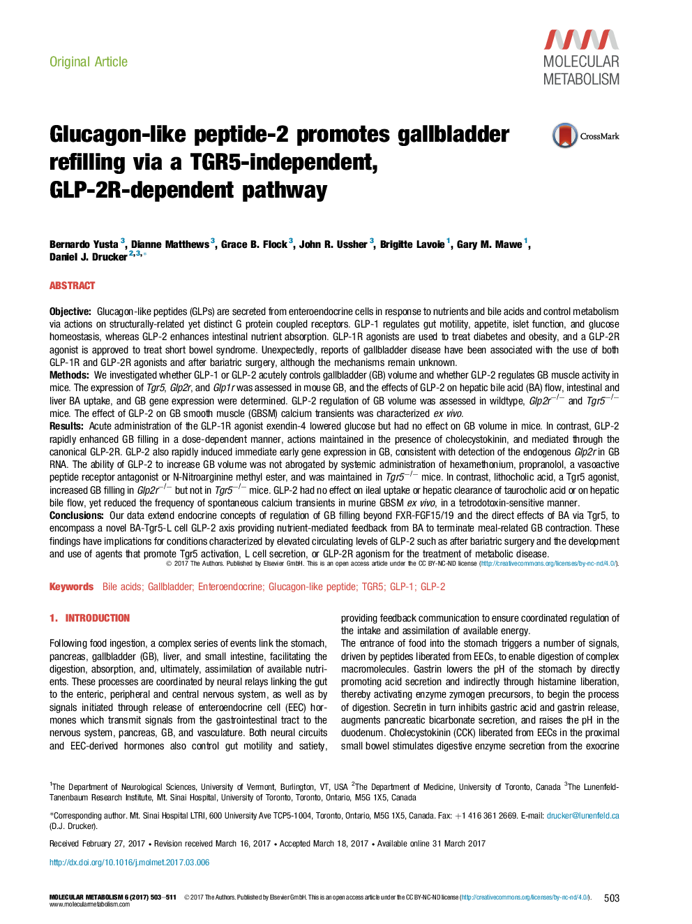 Glucagon-like peptide-2 promotes gallbladder refilling via a TGR5-independent, GLP-2R-dependent pathway