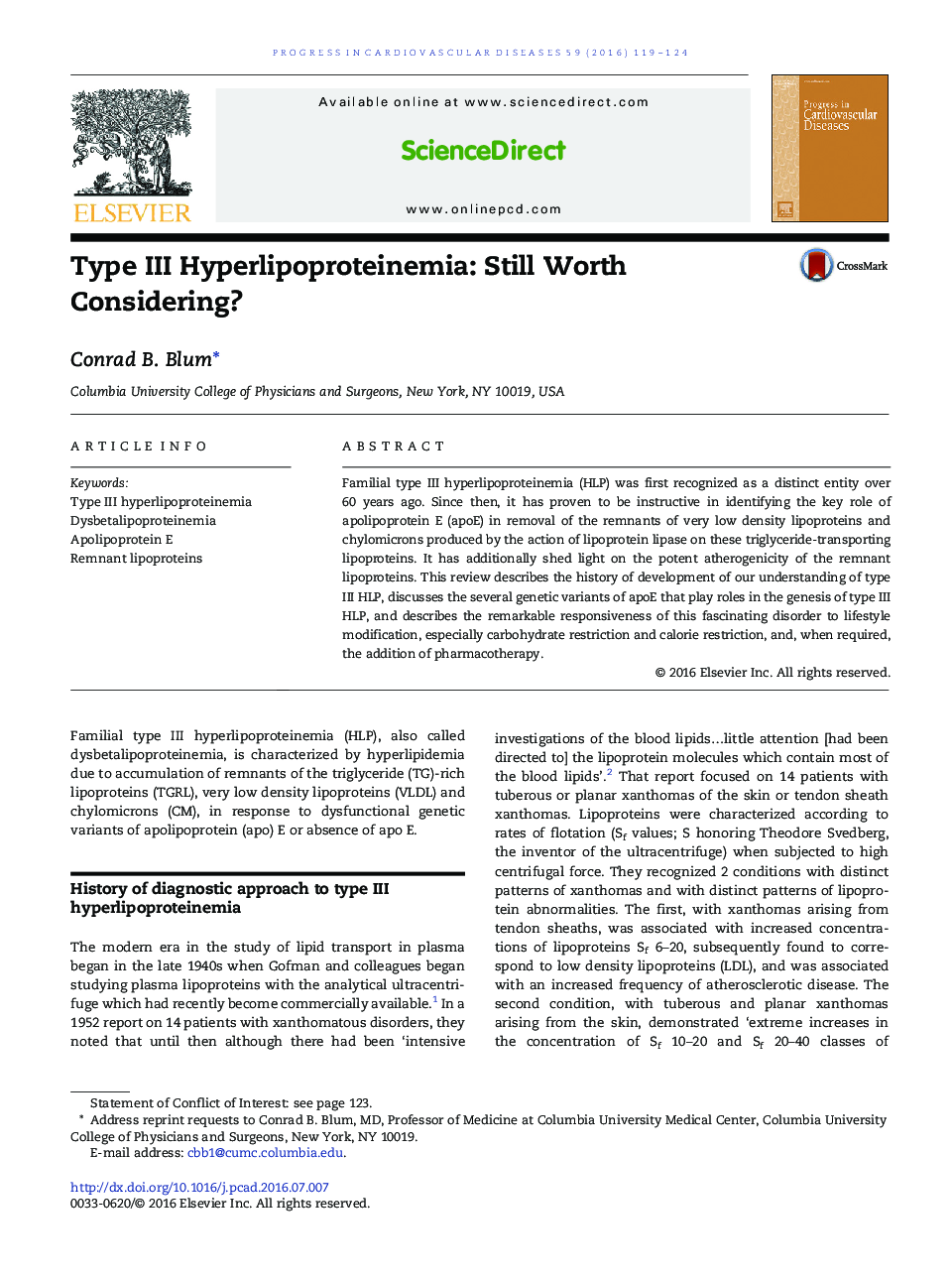 Type III Hyperlipoproteinemia: Still Worth Considering?