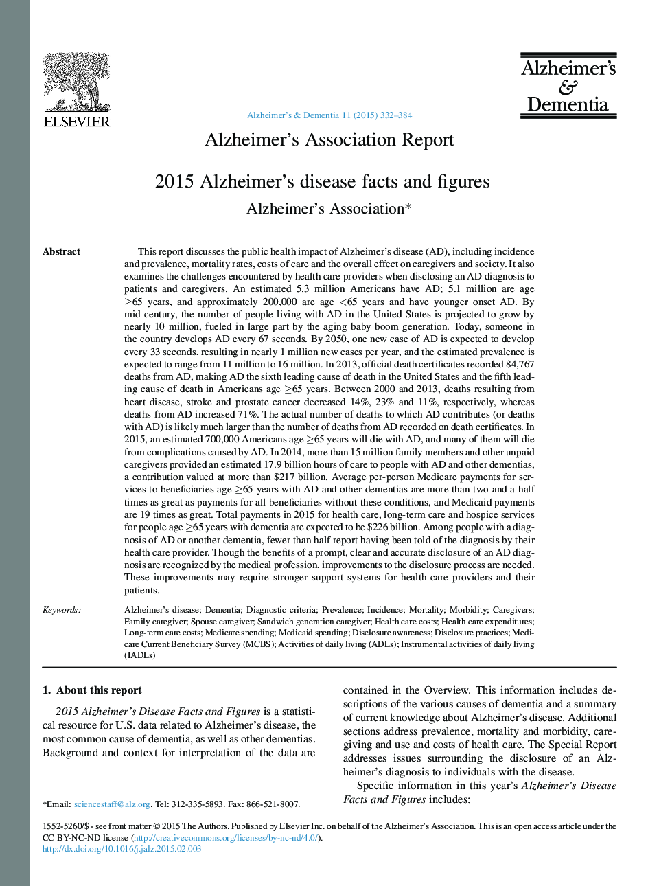 گزارش انجمن آلزایمر 2011 بیماری و بیماری آلزایمر واقعیت ها و ارقام 