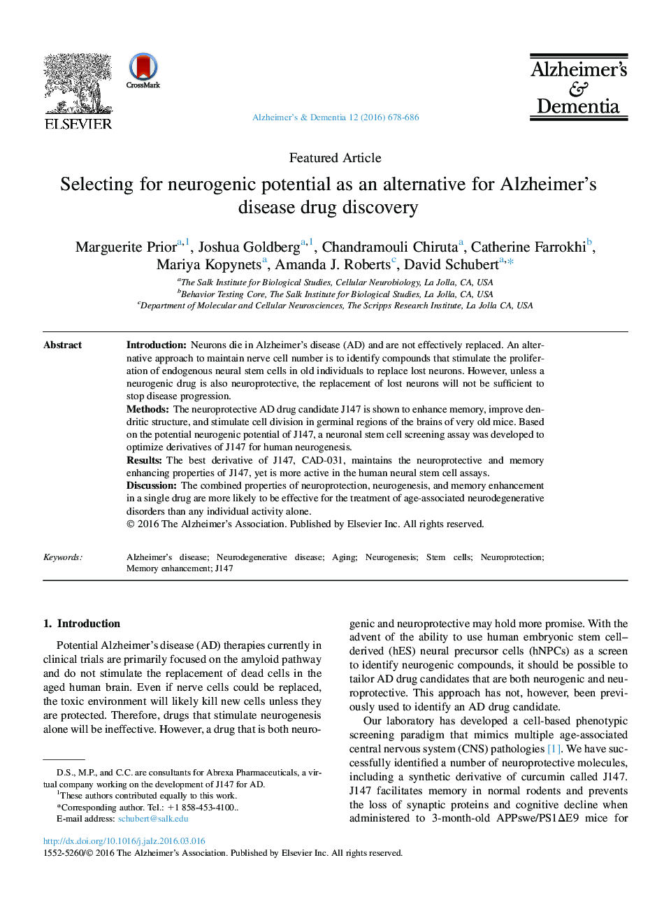 مقاله ویژه برای انتخاب پتانسیل نورولوژیک به عنوان یک جایگزین برای داروهای آلزایمر دارو؟ کشف 