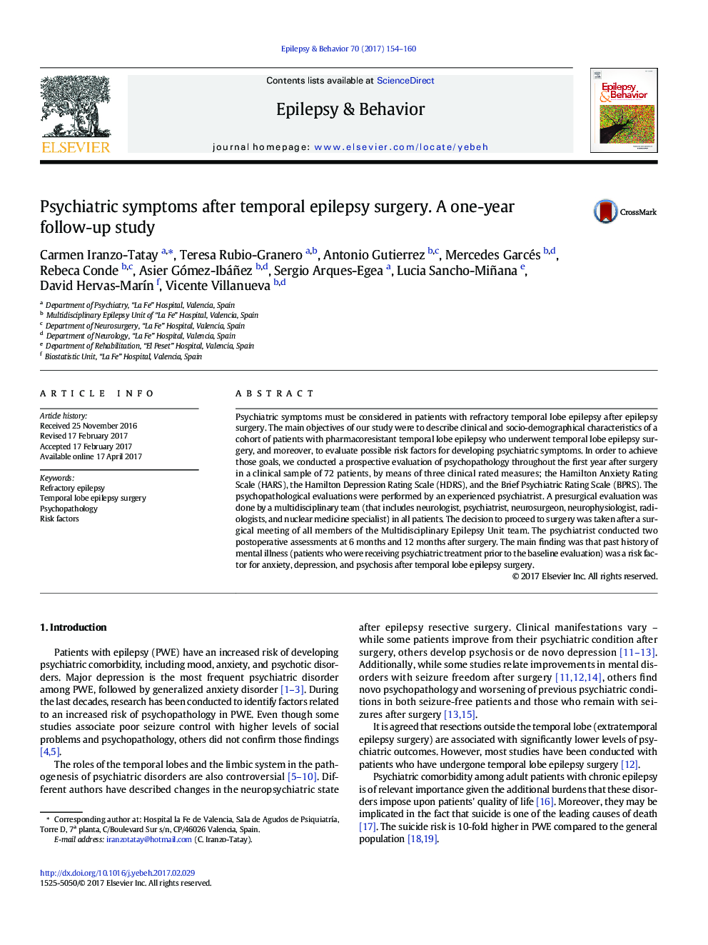 Psychiatric symptoms after temporal epilepsy surgery. A one-year follow-up study