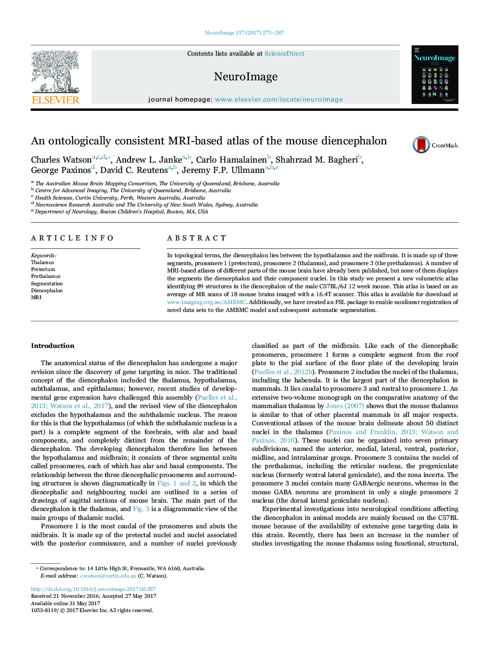 An ontologically consistent MRI-based atlas of the mouse diencephalon