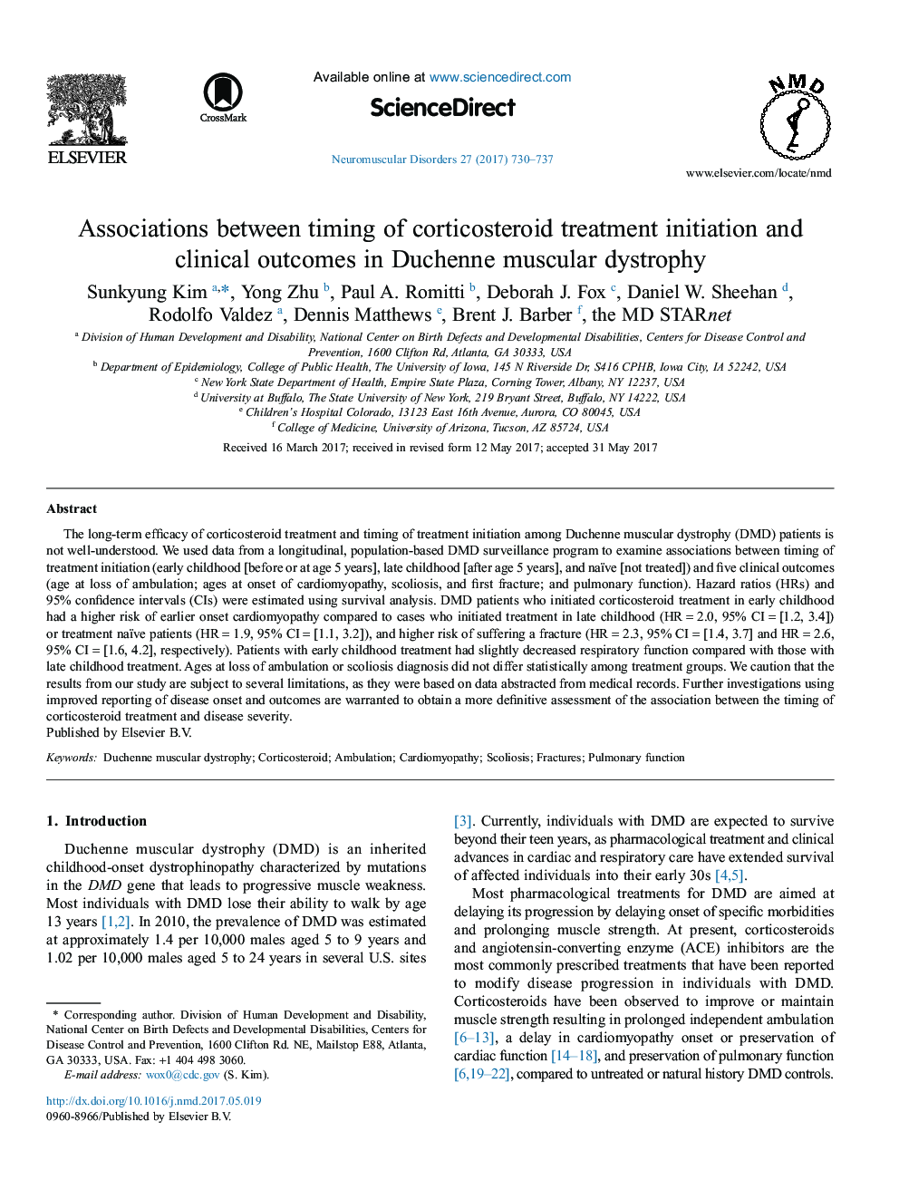ارتباط بین زمان شروع درمان کورتیکواستروئید و نتایج بالینی در دیستروفی عضلانی دوشن 