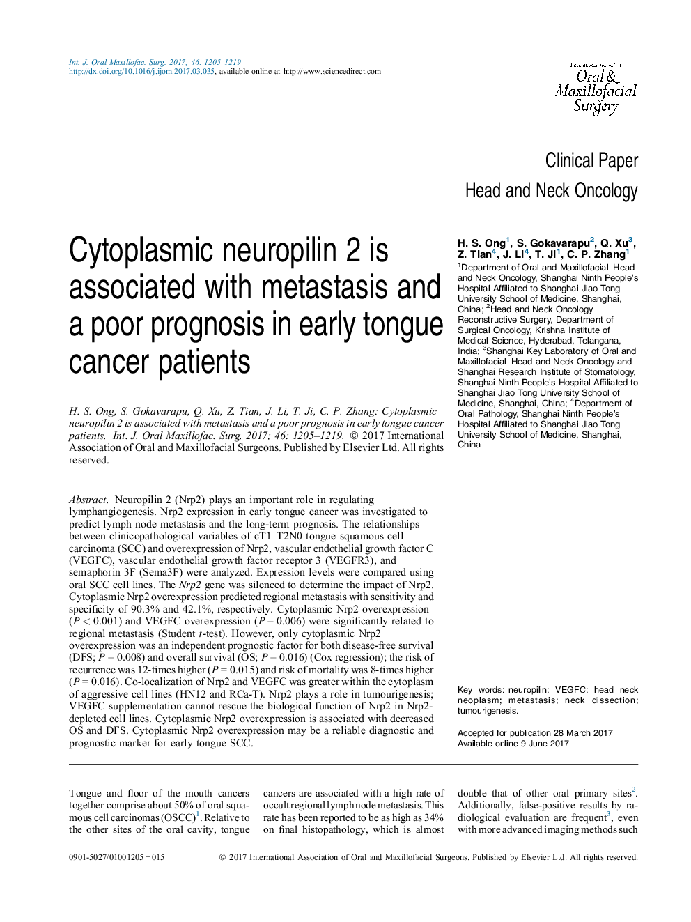 نوروپیلین 2 سیتوپلاسمی همراه با متاستاز و پیش آگهی ضعیف در بیماران سرطانی مبتلا به سرطان 