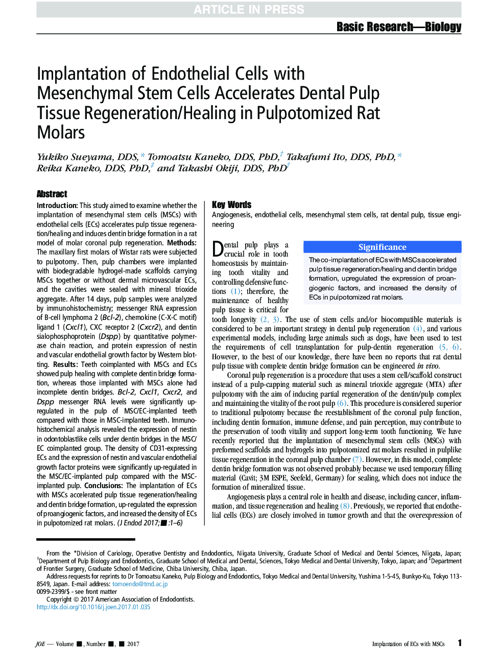 Implantation of Endothelial Cells with Mesenchymal Stem Cells Accelerates Dental Pulp Tissue Regeneration/Healing in Pulpotomized Rat Molars