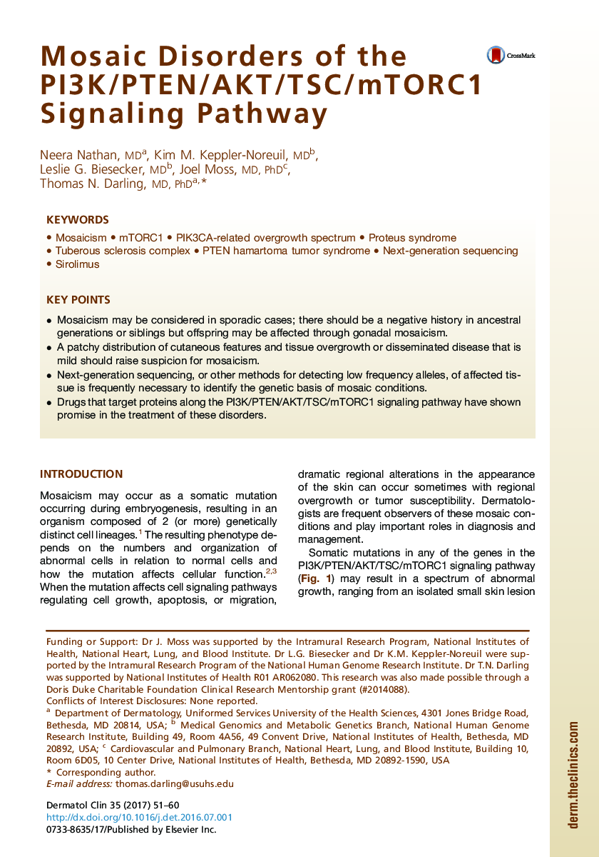 Mosaic Disorders of the PI3K/PTEN/AKT/TSC/mTORC1 Signaling Pathway